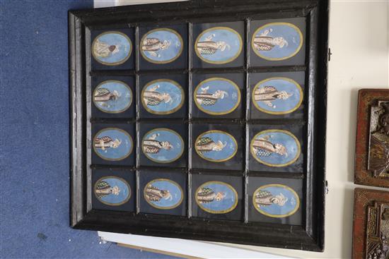 A set of early 19th century Company School gouache portraits of Indian noblemen, each 6 x 5.5in. housed in two frames